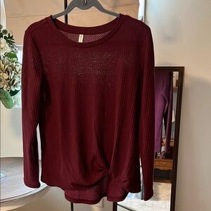 Women's Burgundy Ribbed Top